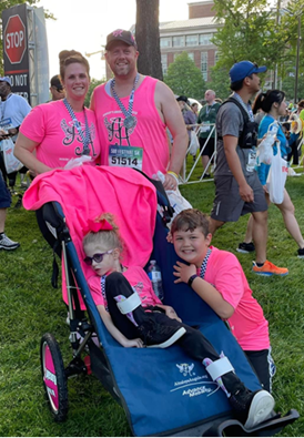 Figure 1: Mallory, Jeffrey, Cohen, and Ella Lamson pictured at the Indianapolis Mini Marathon in May 2024.
